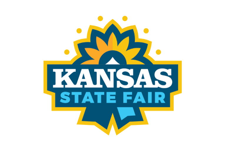 Kansas State Fair logo with a sunflower on top of the stacked words "Kansas State Fair."